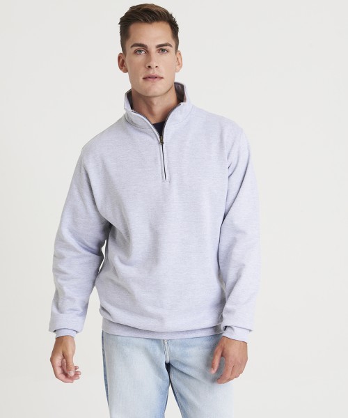 Plain Sweatshirt Sophomore Zip Neck AWDis Just Hoods 280 GSM