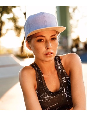 Chambray-suede snapback (6089CH)