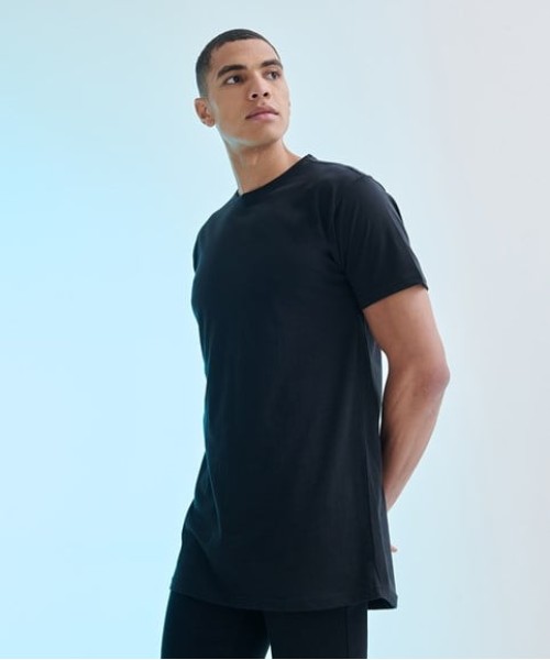 Plain t-shirt with dipped hem Longline SF 140 GSM