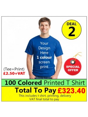 100 Coloured T Shirt with 1 colour print Deal 2 - Stars & Stripes