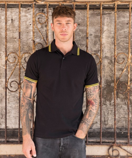 Plain Stretch tipped polo T-shirts AWDis Just Polo's 200 GSM