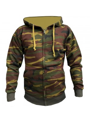 Army Camouflage SnS Zip Up Hooded Sweatshirt - Stars & Stripes