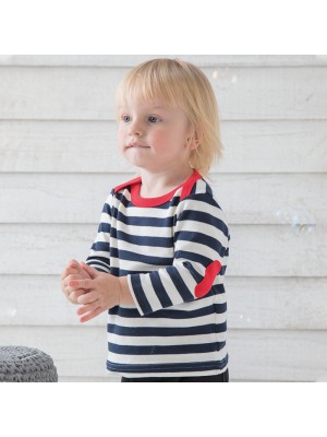 Sustainable & Organic T-Shirts Baby stripy long sleeve T (with elbow patches) Kids  Ecological BABYBUGZ brand wear