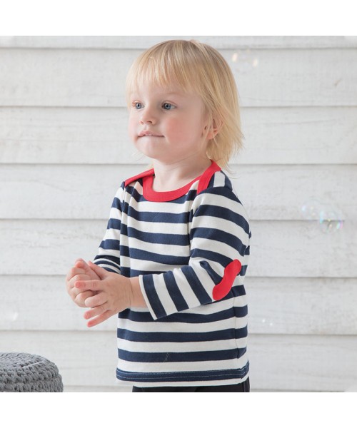 Sustainable & Organic T-Shirts Baby stripy long sleeve T (with elbow patches) Kids  Ecological BABYBUGZ brand wear