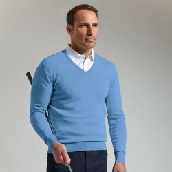 Plain Cotton v-neck sweater Glenmuir1891 12 Gauge GSM