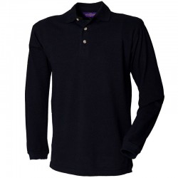 Plain Polo Shirt Long Sleeve Classic Pique Henbury 225 GSM