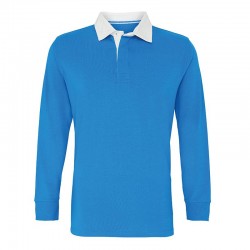 Plain Men's classic fit long sleeve vintage rugby shirt Asquith & Fox 260 GSM