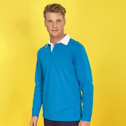 Plain Men's classic fit long sleeve vintage rugby shirt Asquith & Fox 260 GSM