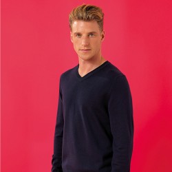 Plain sweater Men's cotton blend v-neck Asquith and Fox 12 Gauge