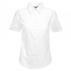 Plain Oxford Shirt Fit Short Sleeve Fruit of the Loom White 130 gsm Cols 135 GSM