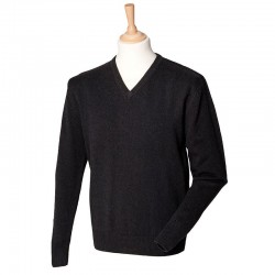 Plain V Neck Sweater Lambswool Henbury