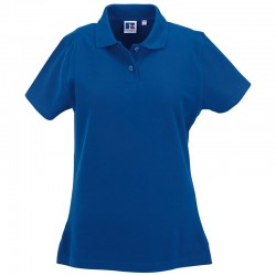 Plain Polo Shirt Ladies Ultimate Pique Russell White 210 gsm Cols 215 GSM