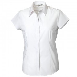 Plain Poplin Shirt Collection Ladies Cap Russell White 110 gsm Cols 115 GSM