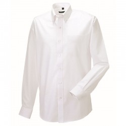 Plain Oxford Shirt Long Sleeve Easy Care  Russell White 130 gsm Cols 135 GSM