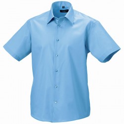Plain Non-Iron Shirt Short Sleeve Tailored Russell 120 GSM