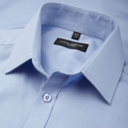 Plain Herringbone Shirt Collection Short Sleeve Russell White 125 gsm Light Blue 130 gsm