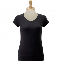 Plain Stretch Top Ladies Short Sleeve  Russell White 215 gsm Black 220 GSM