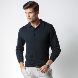 Plain Polo Shirt Long Sleeve Arundel Knitted Kustom Kit