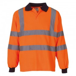 Plain Hi-vis long sleeve polo Yoko 210 GSM