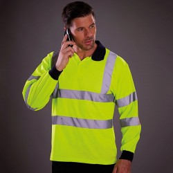 Plain Hi-vis long sleeve polo Yoko 210 GSM