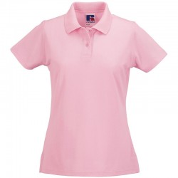 Plain Polo Shirt Ladies Pique Russell White 195 gsm Cols 200 GSM
