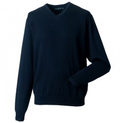 Plain V-neck knitted sweater Russell 275 GSM