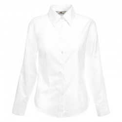 Plain long sleeve shirt Lady-fit Oxford FRUIT of the LOOM White 130gsm