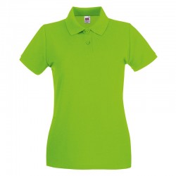 Plain Polo Shirt Lady Fit Premium Pique Fruit of the Loom White 170 gsm Cols 180 GSM