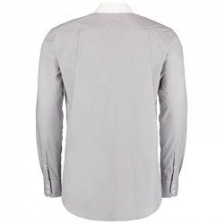 Plain Collar Business Shirt Long Sleeve Contrast Kustom Kit 105 GSM