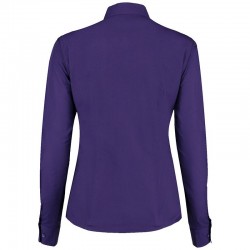 Plain Women's mandarin collar fitted shirt long sleeve Kustom Kit 115 GSM