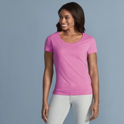 Ladies Womens Gildan Softstyle Deep Scoop Neck T Shirt Top Small to 2XL GD079