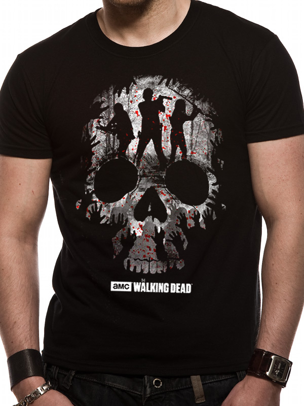 Walking dead skull t shirt Clearance