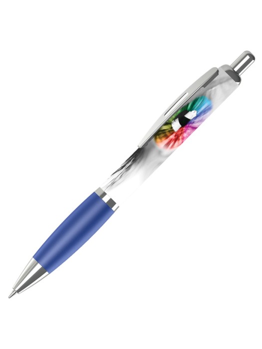 Plastic Pen Contour Pen with Full Colour Wrap Retractable Penswith ink colour Black