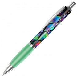 Plastic Pen Contour Pen with Full Colour Wrap Retractable Penswith ink colour Black