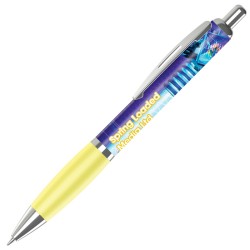 Plastic Pen Contour Pen with Full Colour Wrap Retractable Penswith ink colour Black