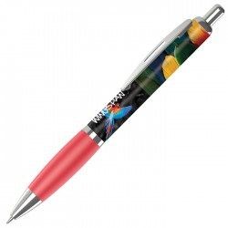 Plastic Pen Contour Pen with Full Colour Wrap Retractable Penswith ink colour Black