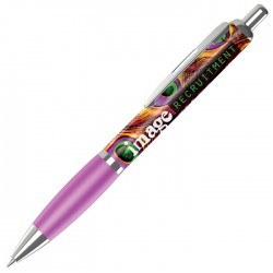 Plastic Pen Contour Pen with Full Colour Wrap Retractable Penswith ink colour Black