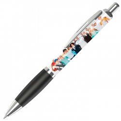 Plastic Pen Contour Pen with Full Colour Wrap Retractable Penswith ink colour Black