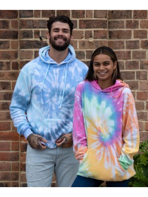 Plain Rainbow tie-dye hoodie Hoodies Colortone 300 GSM