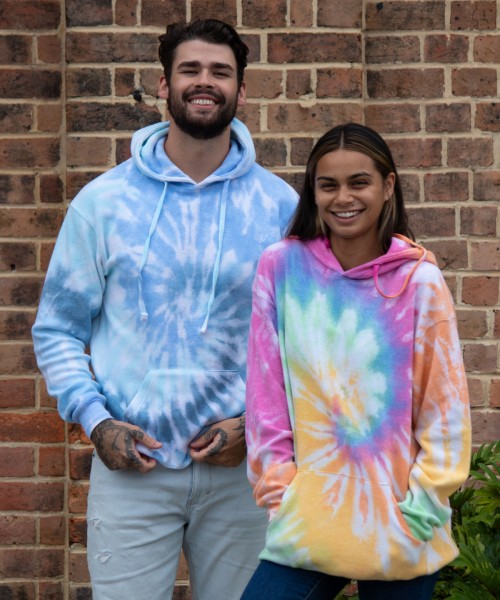 Plain Rainbow tie-dye hoodie Hoodies Colortone 300 GSM