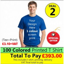 100 Coloured T Shirt with 1 colour print Deal 2 - Stars & Stripes