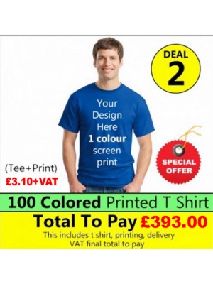 100 Coloured T Shirt with 1 colour print Deal 2 - Stars & Stripes