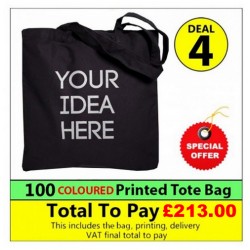 100 Cotton COLOURED PRINTED Totes with 1 colour print Deal 4 - Stars & Stripes