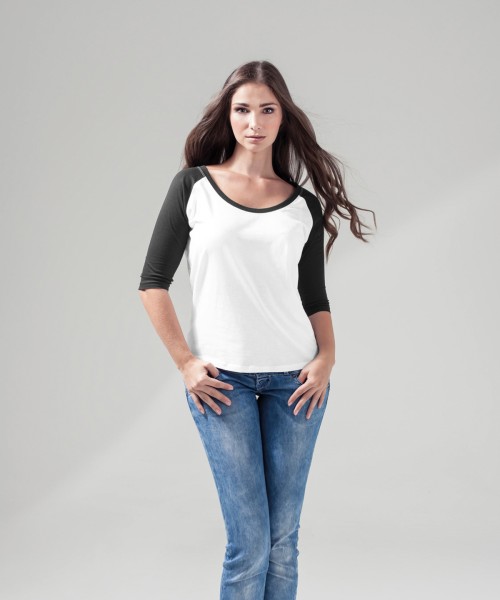 Plain Women's ¾ contrast raglan tee  T-shirts Build Your Brand 140 GSM