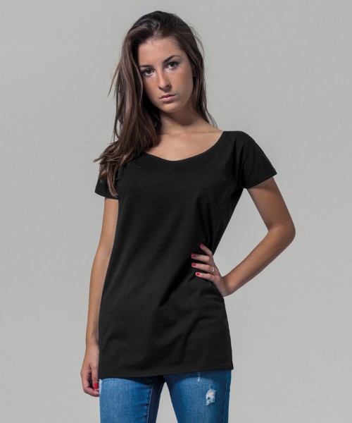 Plain Women's wide neck tee T-shirts Build Your Brand 140 GSM