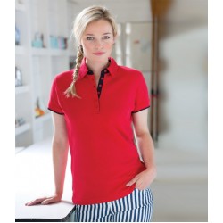 Plain Ladies Contrast Pique Polo Shirt Front Row 200 GSM