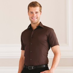 Plain Shirt Short Sleeve Easy Care Fitted Russell 115 GSM