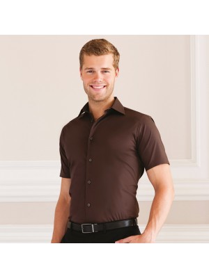 Plain Shirt Short Sleeve Easy Care Fitted Russell 115 GSM