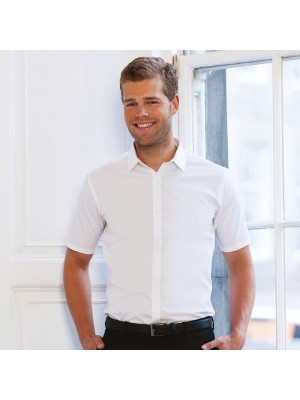 Plain Shirt Short Sleeve Stretch Russell Black 130 gsm White 125 GSM