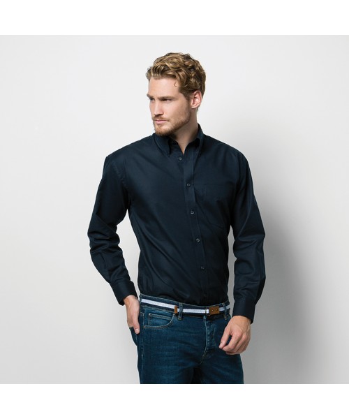 Plain Oxford Shirt Long Sleeve Workwear Kustom Kit 135 GSM